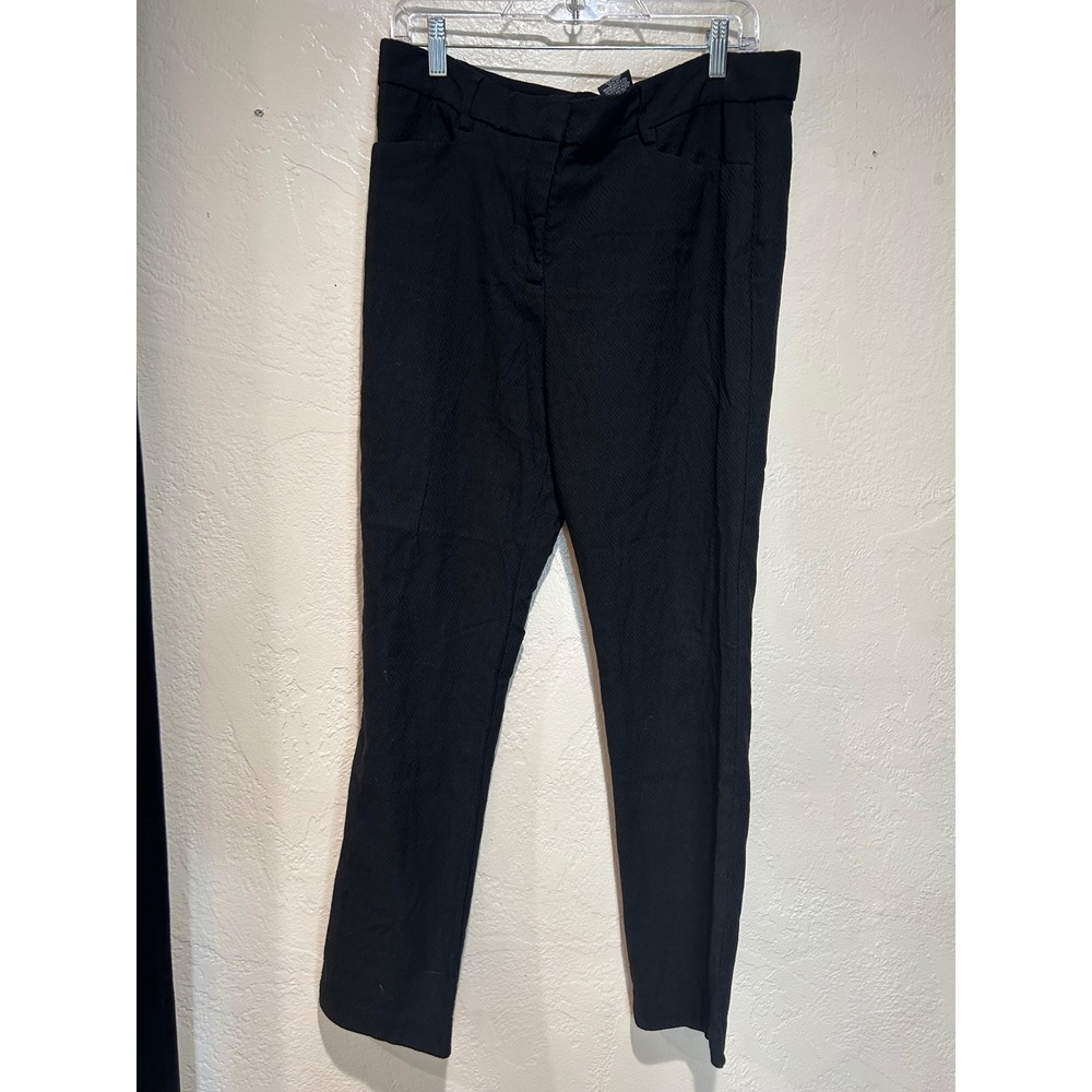 Mario Serrani Italy Womens Black Chevron Jacquard Slim Leg Stretch Trousers 14